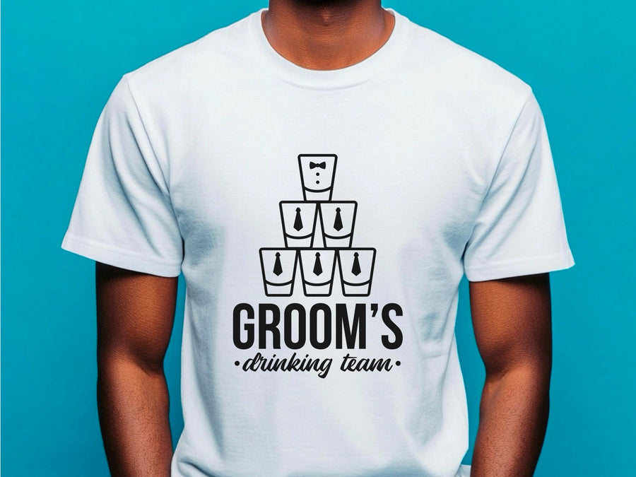 Grooms Drinking Team T-Shirt – Funny Wedding Stag Party Shirt – Bachelor Party Tee for Men – Groom Squad Drinking Shirt