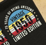 Socks 75th Birthday Gifts For Men Or Women Awesome Since 1950 75 Years Old