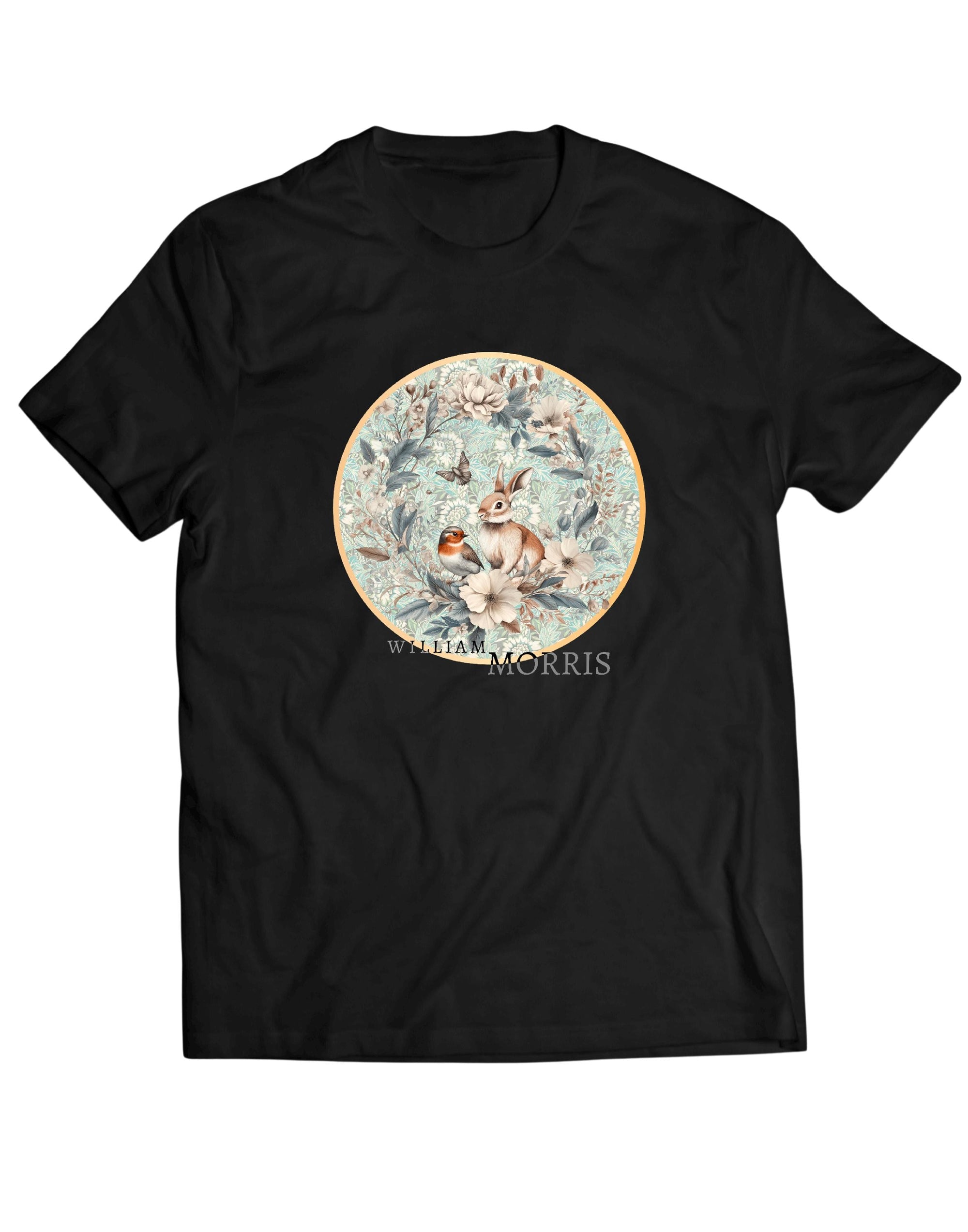 William Morris Rabbit & Bird T‑Shirt – Vintage Art Tee for Her/His, Botanical William Morris Art Print Shirt