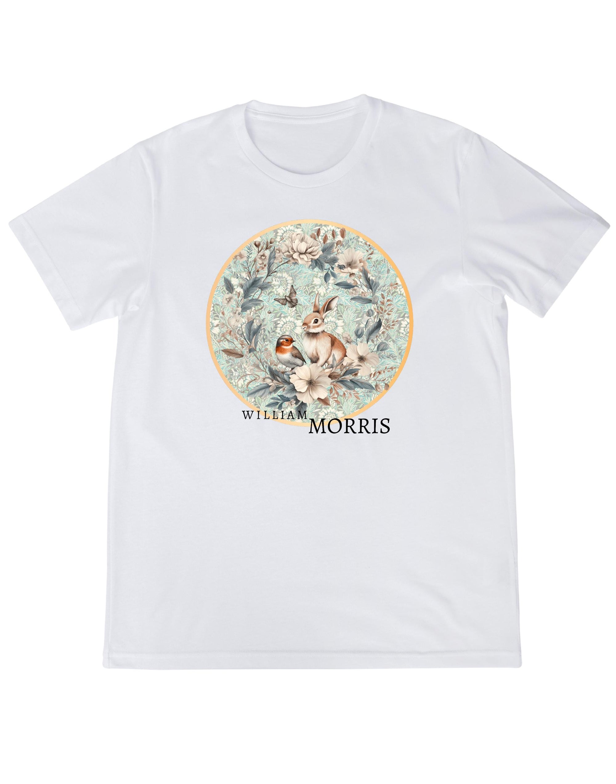 William Morris Rabbit & Bird T‑Shirt – Vintage Art Tee for Her/His, Botanical William Morris Art Print Shirt