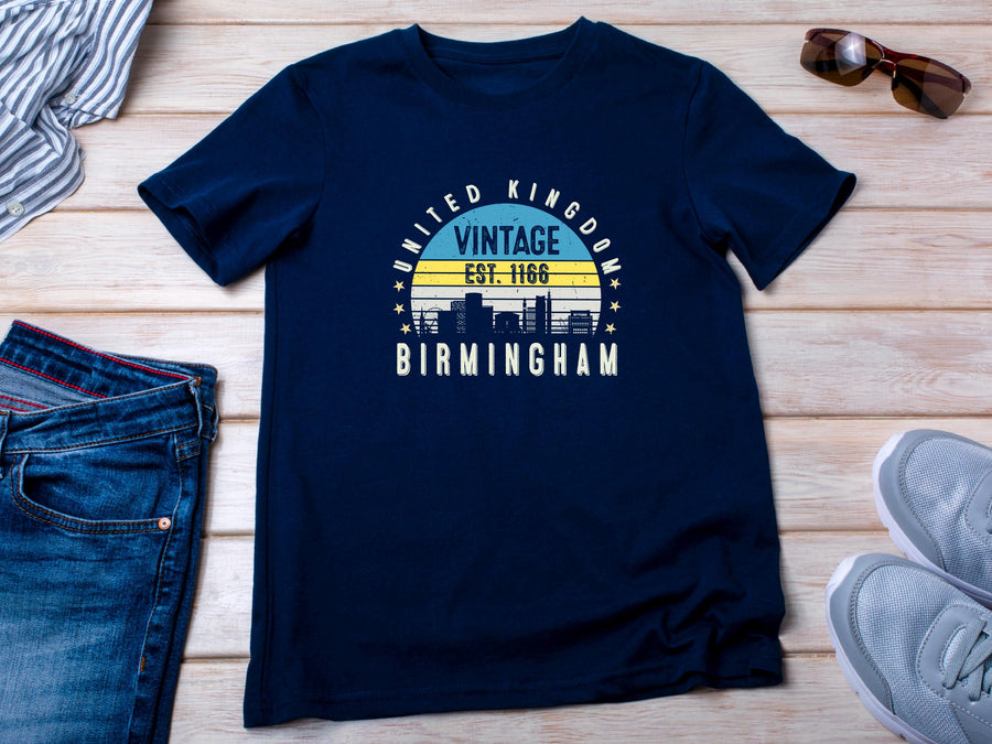 Birmingham T-Shirt Vintage Style | Est. 1166 Graphic Tee | UK City Retro Shirt | British Heritage Gift