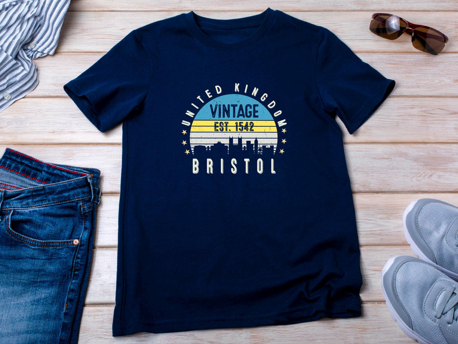 Bristol Est. 1542 T-Shirt – Vintage United Kingdom Unisex Tee – Retro British City Shirt – UK Heritage Gift – Old Englan
