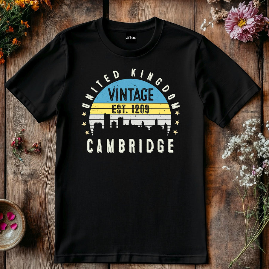 Cambridge Est. 1209 T-Shirt – Vintage United Kingdom Tee – Retro UK City Shirt – British Heritage Gift – Unisex England 