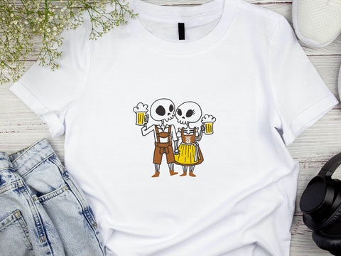 Oktoberfest Funny Skeletons T-Shirt, Beer Festival Shirt, Group Drinking Team Tee, German Beer Lover Shirt, Cheers Halloween Ghosts Shirt