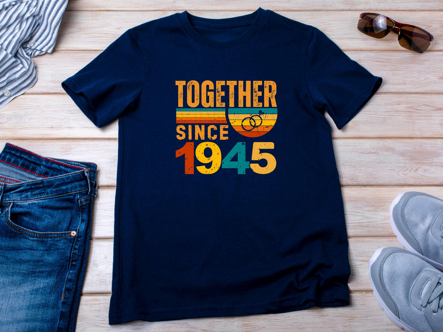Together Since 1945 Shirt – Custom Anniversary T-Shirt – Husband Wife Matching Tee – Vintage Style Couple Gift – Est 194