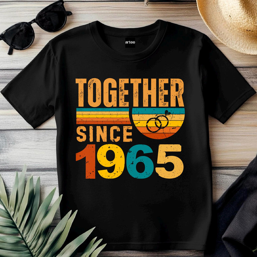 Matching Couple Tee, Husband Wife Unisex Shirt, Est 1965 Love Gift, Rings Together Since 1965 Shirt – 60th Anniversary T