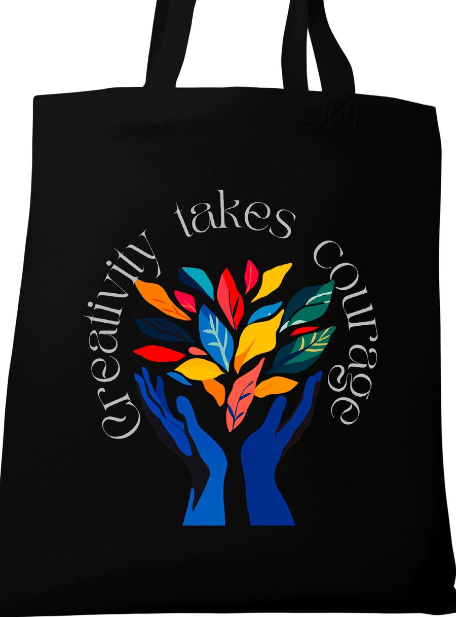 Artistic "Creativity Takes Courage" Canvas Tote Bag