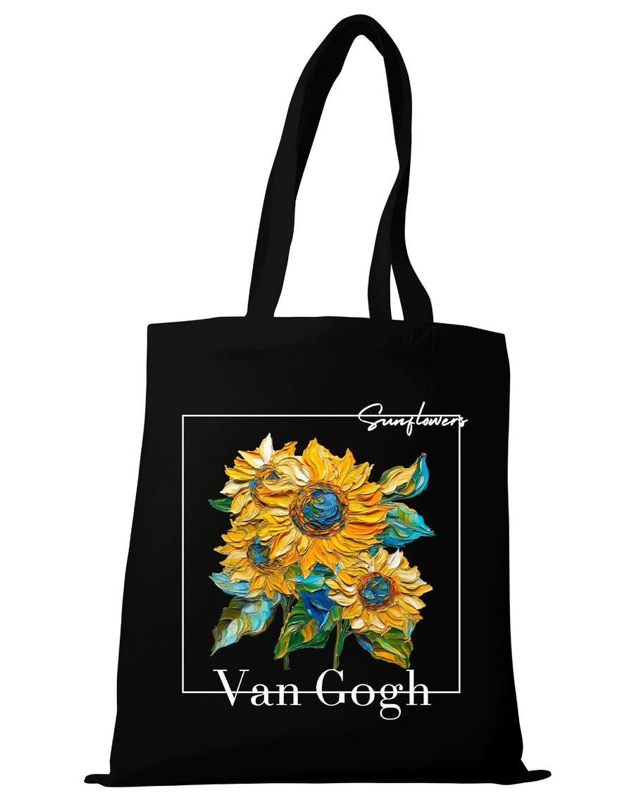 Van Gogh Sunflowers Tote Bag – Canvas Art Tote, Sunflowers Shopping Bag, Vincent Van Gogh Art Print