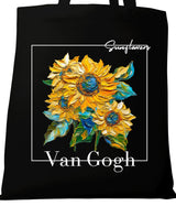 Van Gogh Sunflowers Tote Bag – Canvas Art Tote, Sunflowers Shopping Bag, Vincent Van Gogh Art Print