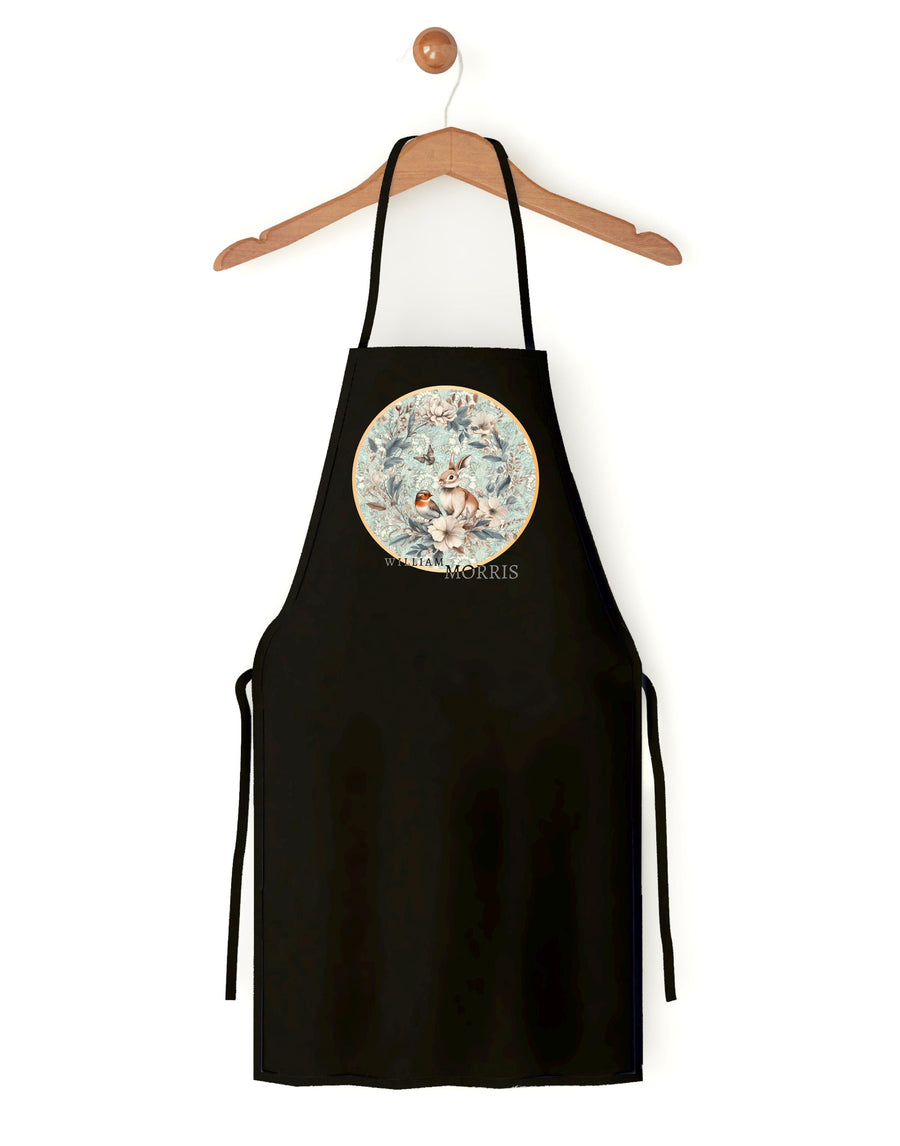 William Morris Rabbit & Bird Apron – Botanical Art Apron, Gift for Her or Him, Painting or Cooking Apron