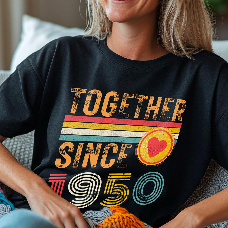 Annoying Each Other Since 1950 T-Shirt – Funny Anniversary Gift for Couple – Husband Wife Valentine’s Day or Wedding Gif