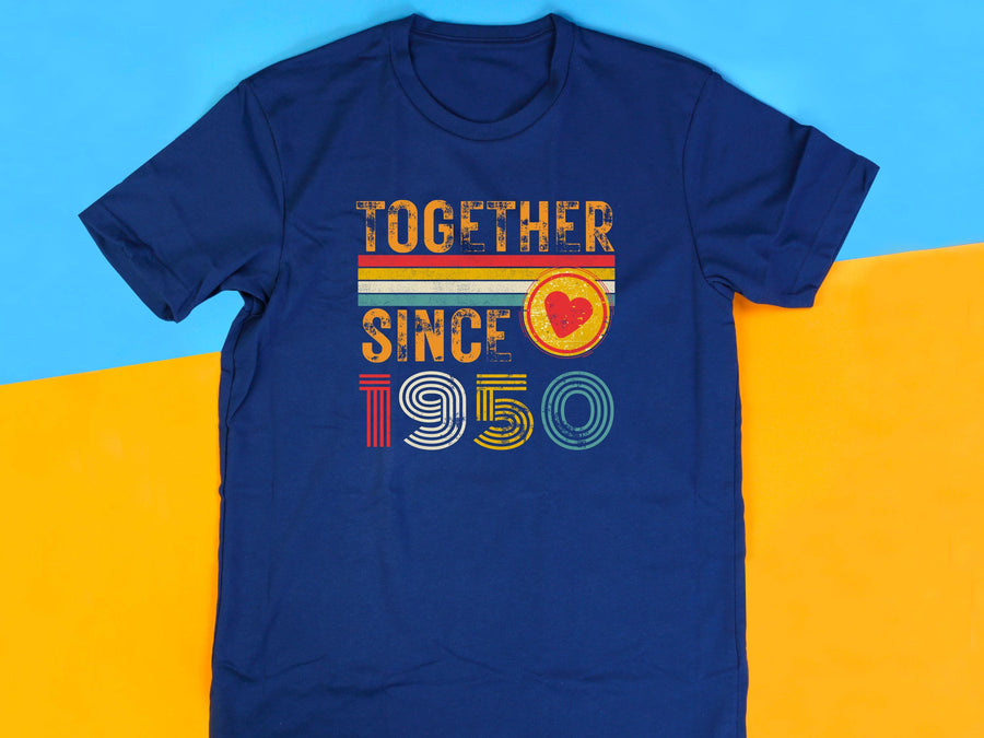 Annoying Each Other Since 1950 T-Shirt – Funny Anniversary Gift for Couple – Husband Wife Valentine’s Day or Wedding Gif