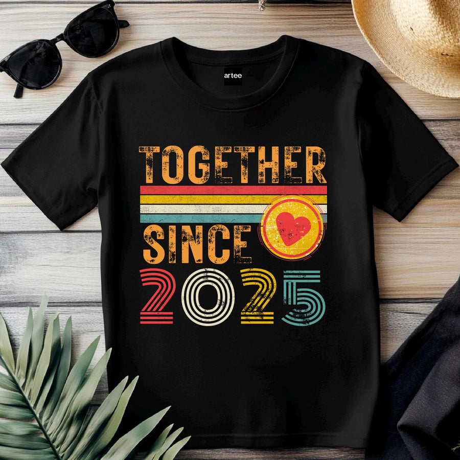 Together Since 2025 Shirt – Matching Couple T-Shirt with Heart, Anniversary Gift, New Relationship Shirt, Valentine'