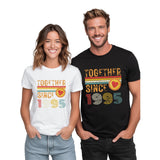 Together Since 1995 Shirt, Custom Year Couple Shirts, Matching Couple Tee, Anniversary Gift for Husband Wife