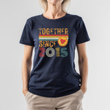 Together Since 2015 Heart T-Shirt – Matching Couple Shirt – Anniversary Gift for Him and Her – Husband Wife Unisex Love 