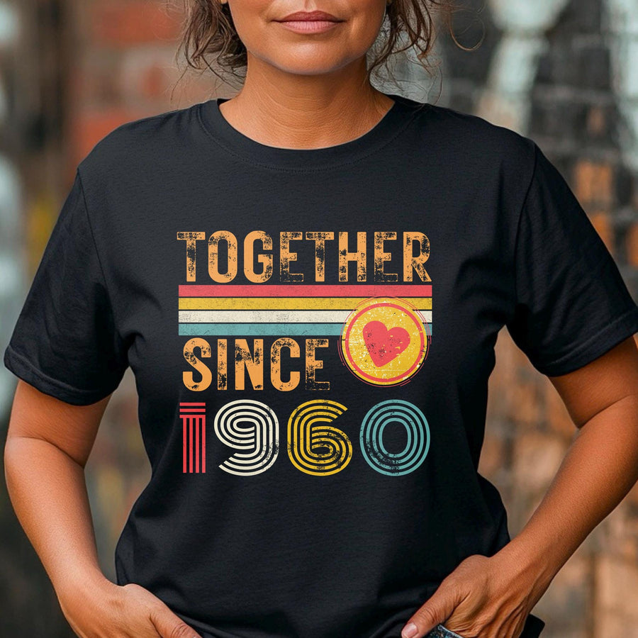 Customise Anniversary Tee 1960, Together Since T-Shirt, Couple Gift, Wedding Anniversary Shirt, Unisex Love Tee