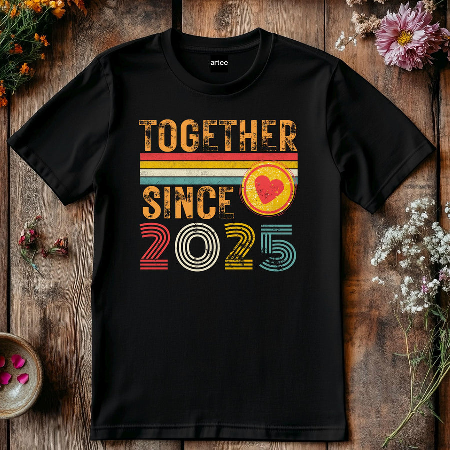 Together Since 2025 Shirt – Matching Couple T-Shirt with Heart, Anniversary Gift, New Relationship Shirt, Valentine'