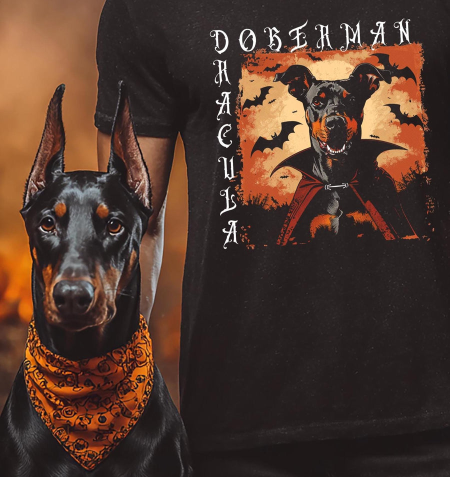 Halloween T-Shirt Doberman Dracula Dog Halloween Shirt Vampire Spooky Season Tee For Men Women & Kids