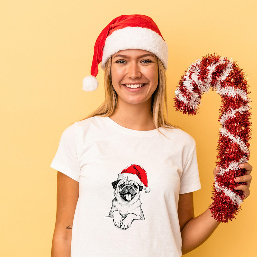 Pug Dog Christmas T Shirt | Cute Pug Xmas Tshirt | Funny Holiday Shirt For Dog Lovers | Gift For Men Women Kids