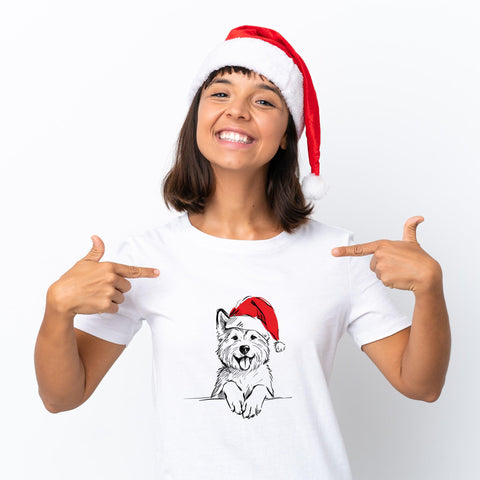 Westie Dog Christmas T Shirt | Cute West Highland Terrier Xmas Tshirt | Funny Holiday Shirt For Dog Lovers | Gift For Men Women Kids