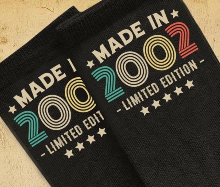 24th Birthday Socks | Limited Edition Made In 2002 Funny Gift