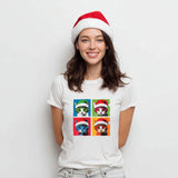 Pop Art Christmas Cat Shirt – Funny Andy Warhol Style Cat Tee, Cute Holiday Cat Lover Gift, Colourful Pet Lover Xmas T-S