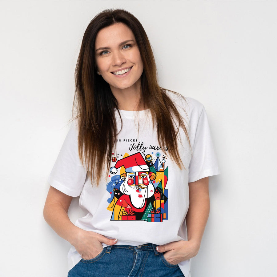 Santa in Pieces Christmas Shirt – Surreal Picasso Style Xmas Tee, Abstract Art Christmas Shirt, Cute Merry Christmas Gif