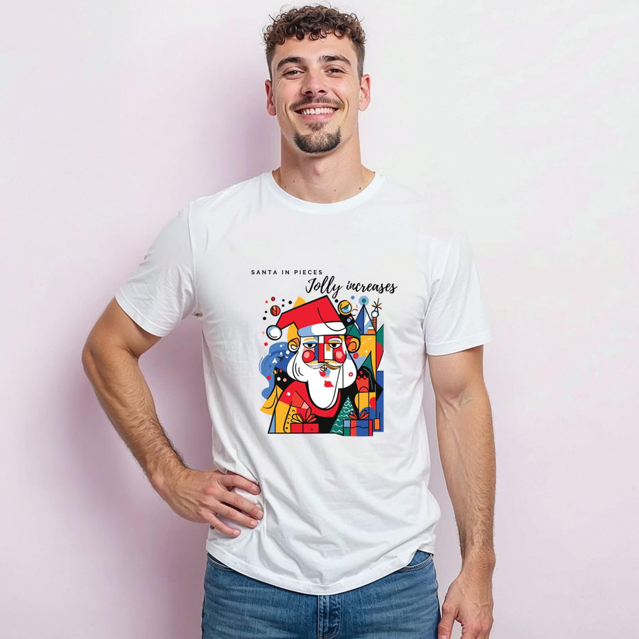 Santa in Pieces Christmas Shirt – Surreal Picasso Style Xmas Tee, Abstract Art Christmas Shirt, Cute Merry Christmas Gif