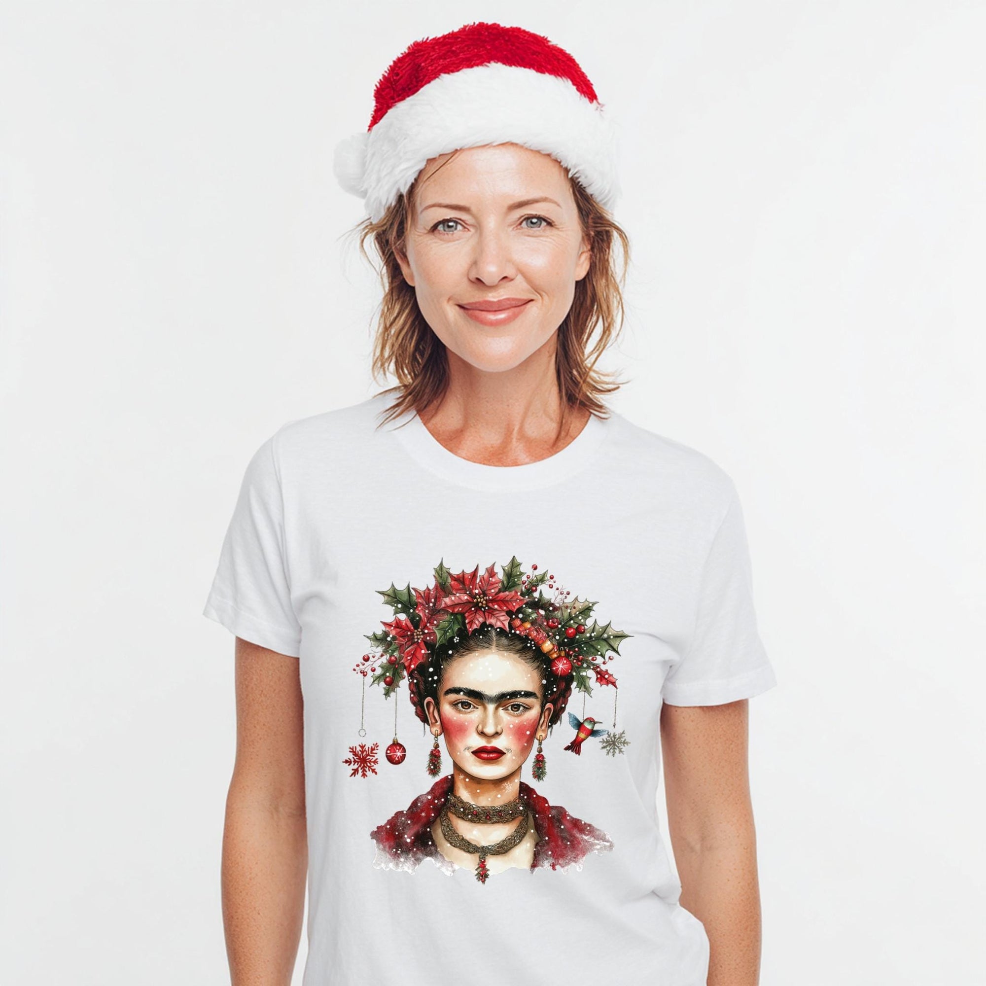 Frida Kahlo Christmas Shirt – Festive Frida T-Shirt, Feminist Holiday Tee, Latina Power Gift, Strong Women Xmas Top, Mexican Art Lover Shirt