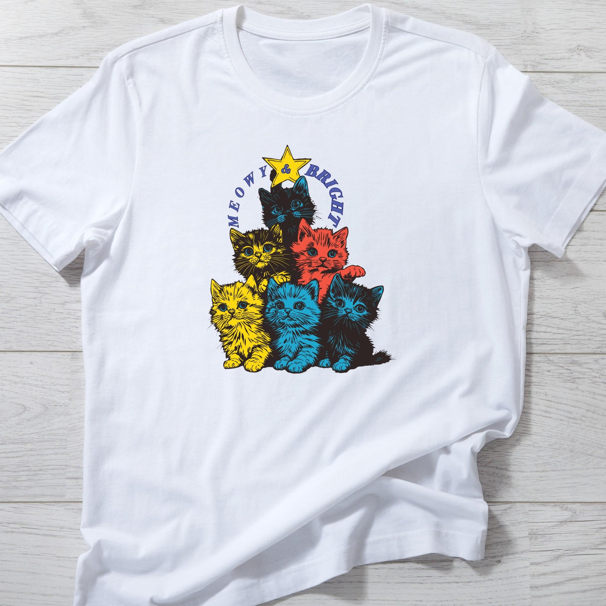 Meowy Catmas Shirt – Cute Cat Christmas Tree Tee, Merry Catmas Gift for Cat Lovers, Holiday Cat Mum T-Shirt, Funny Xmas Cat Lover Top