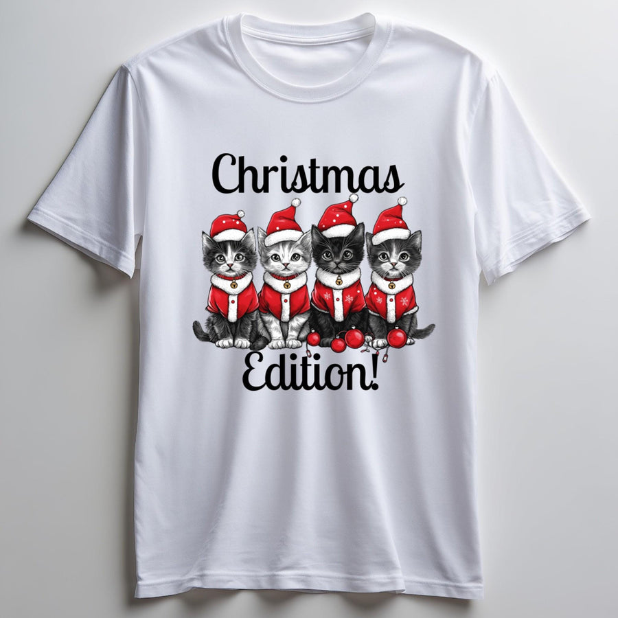 Cat Christmas Shirt – Meowy Christmas Cat Lover T-Shirt, Cute Cat Mom Xmas Gift, Holiday Catmas T-shirt, Festive Christm