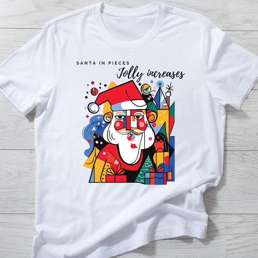 Santa in Pieces Christmas Shirt – Surreal Picasso Style Xmas Tee, Abstract Art Christmas Shirt, Cute Merry Christmas Gif