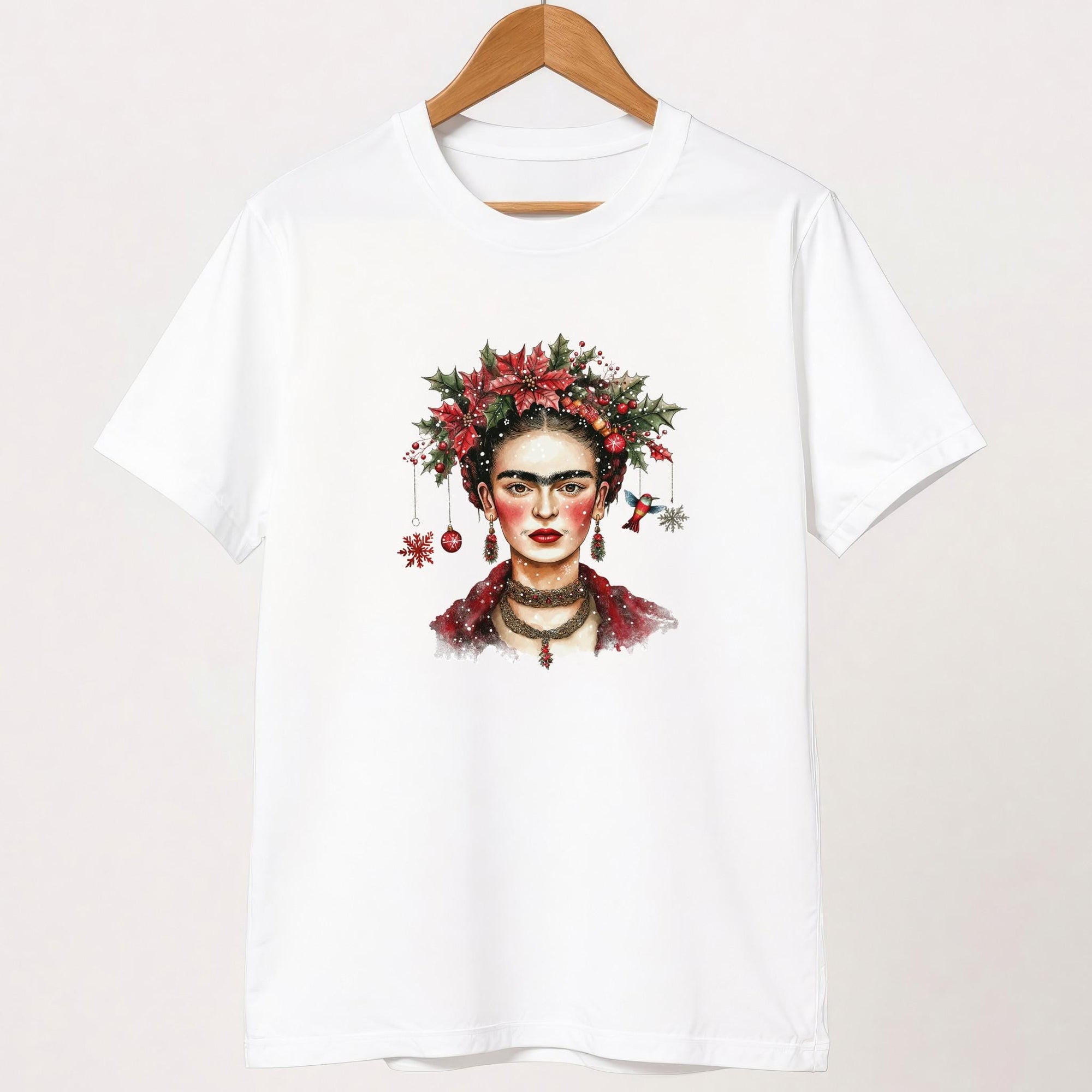 Frida Kahlo Christmas Shirt – Festive Frida T-Shirt, Feminist Holiday Tee, Latina Power Gift, Strong Women Xmas Top, Mexican Art Lover Shirt