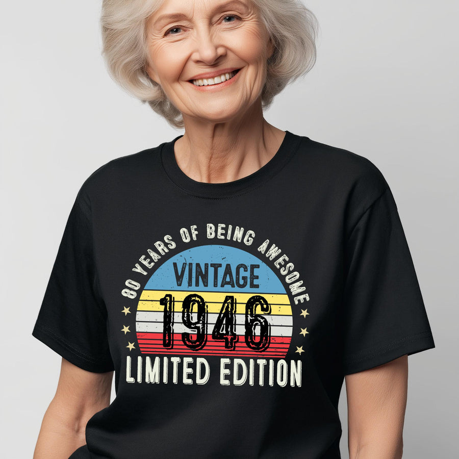 1946 80th Birthday T-Shirt | Funny 80th Gifts for Him and Her | Classic 80th T-Shirt for Men and Women