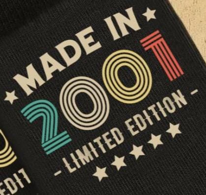 25th Birthday Socks | Limited Edition Made In 2001 Gift