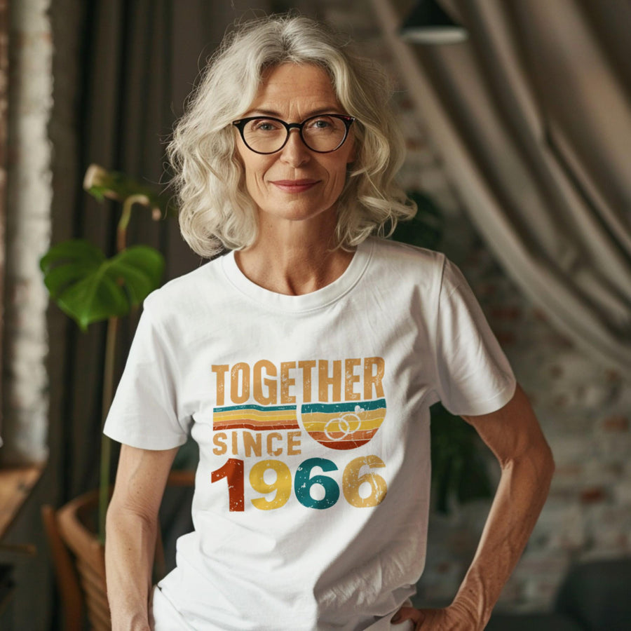 60th Anniversary Matching Couple T-Shirts, Diamond Wedding Gift, Since 1966