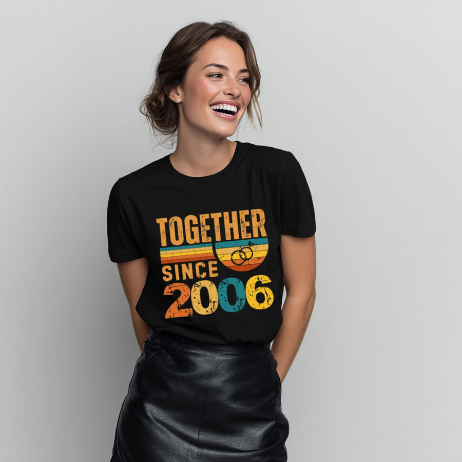 20th Anniversary Matching Couple T-Shirts, Vintage Married Since 2006