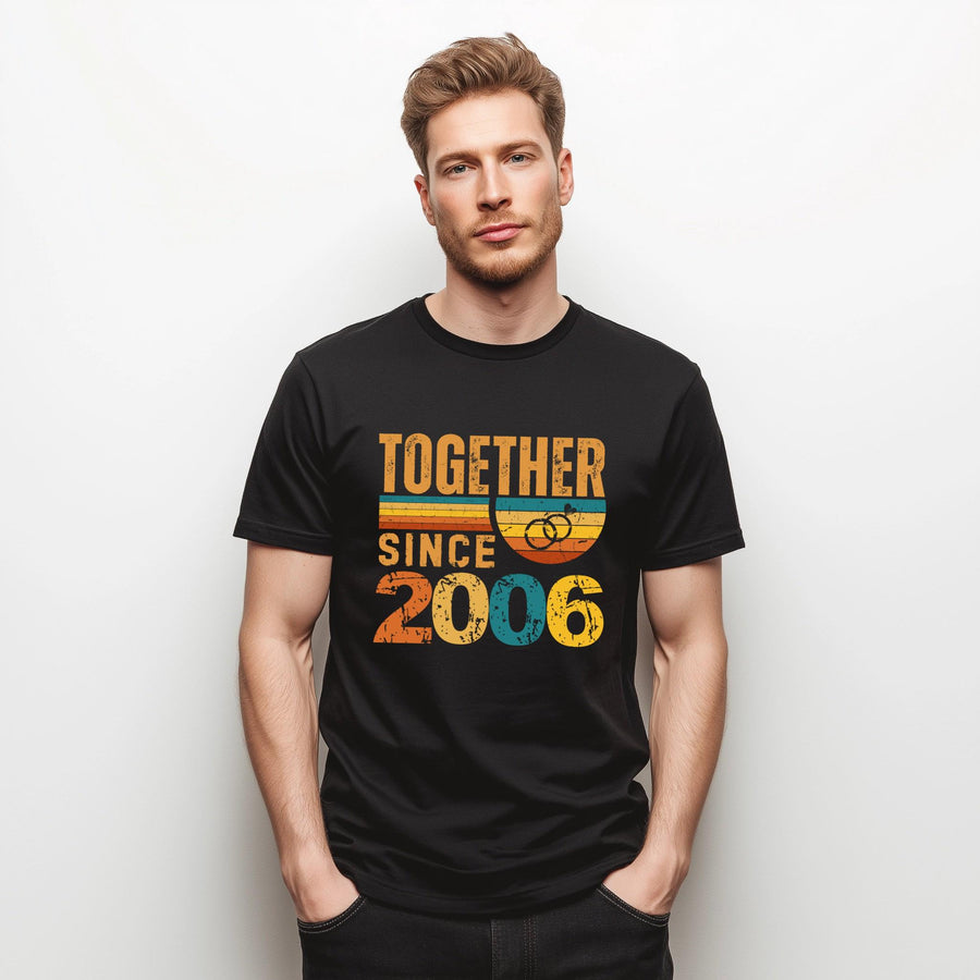20th Anniversary Matching Couple T-Shirts, Vintage Married Since 2006