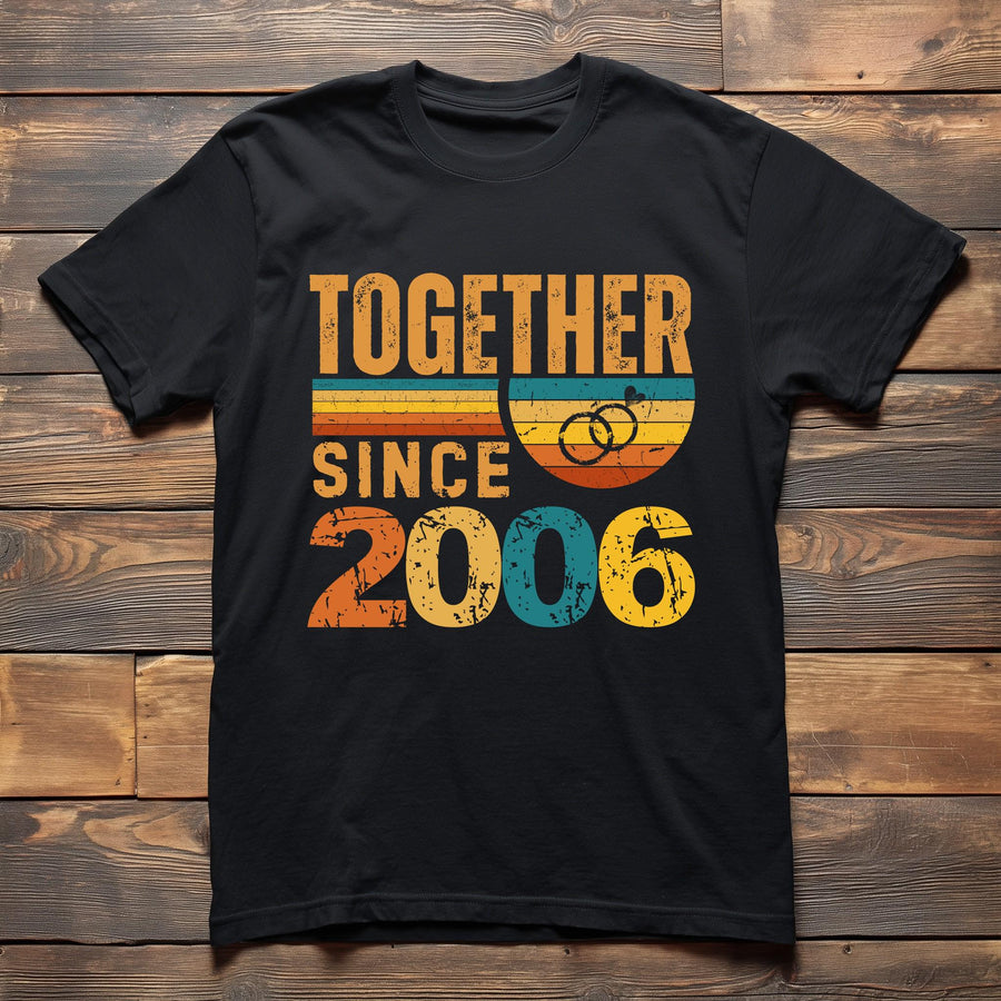 20th Anniversary Matching Couple T-Shirts, Vintage Married Since 2006