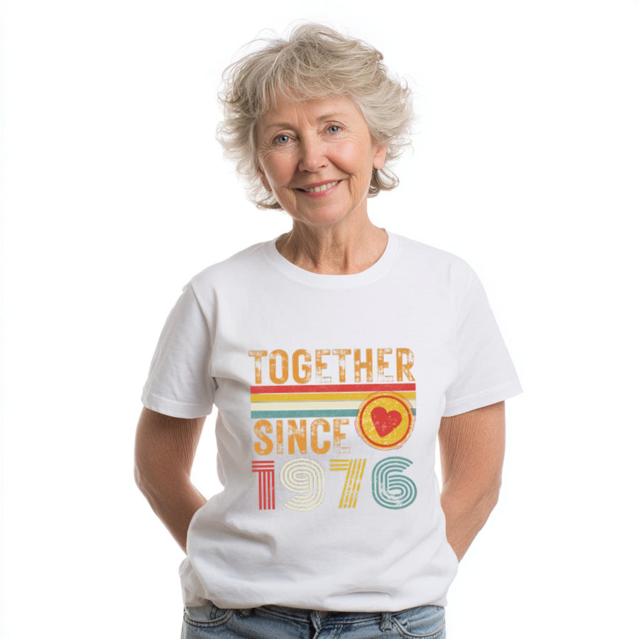 50th Anniversary Matching Couple T-Shirts, Golden Anniversary Gift, Together Since 1976