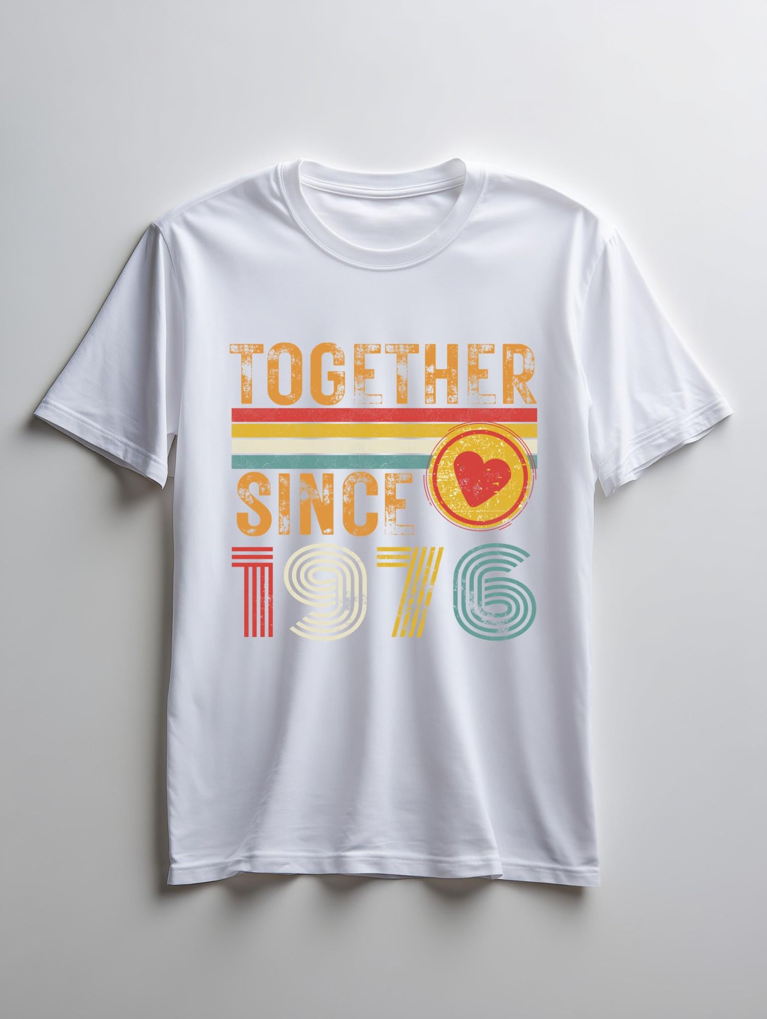 50th Anniversary Matching Couple T-Shirts, Golden Anniversary Gift, Together Since 1976