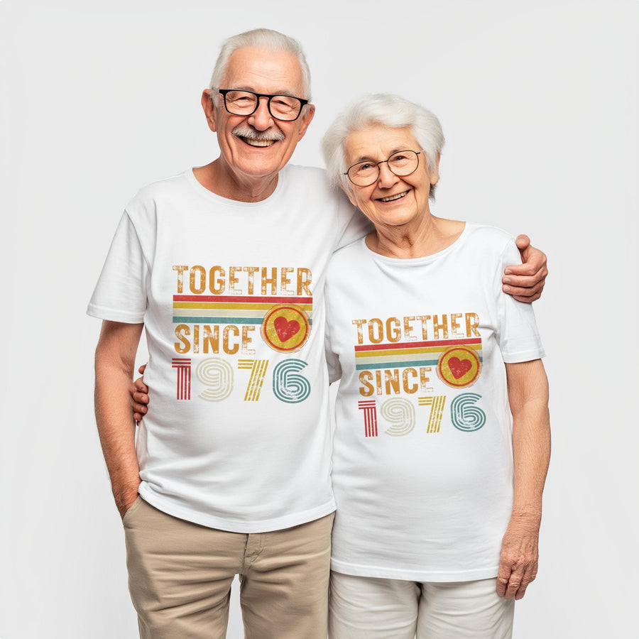 50th Anniversary Matching Couple T-Shirts, Golden Anniversary Gift, Together Since 1976