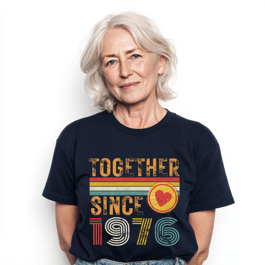 50th Anniversary Matching Couple T-Shirts, Golden Anniversary Gift, Together Since 1976