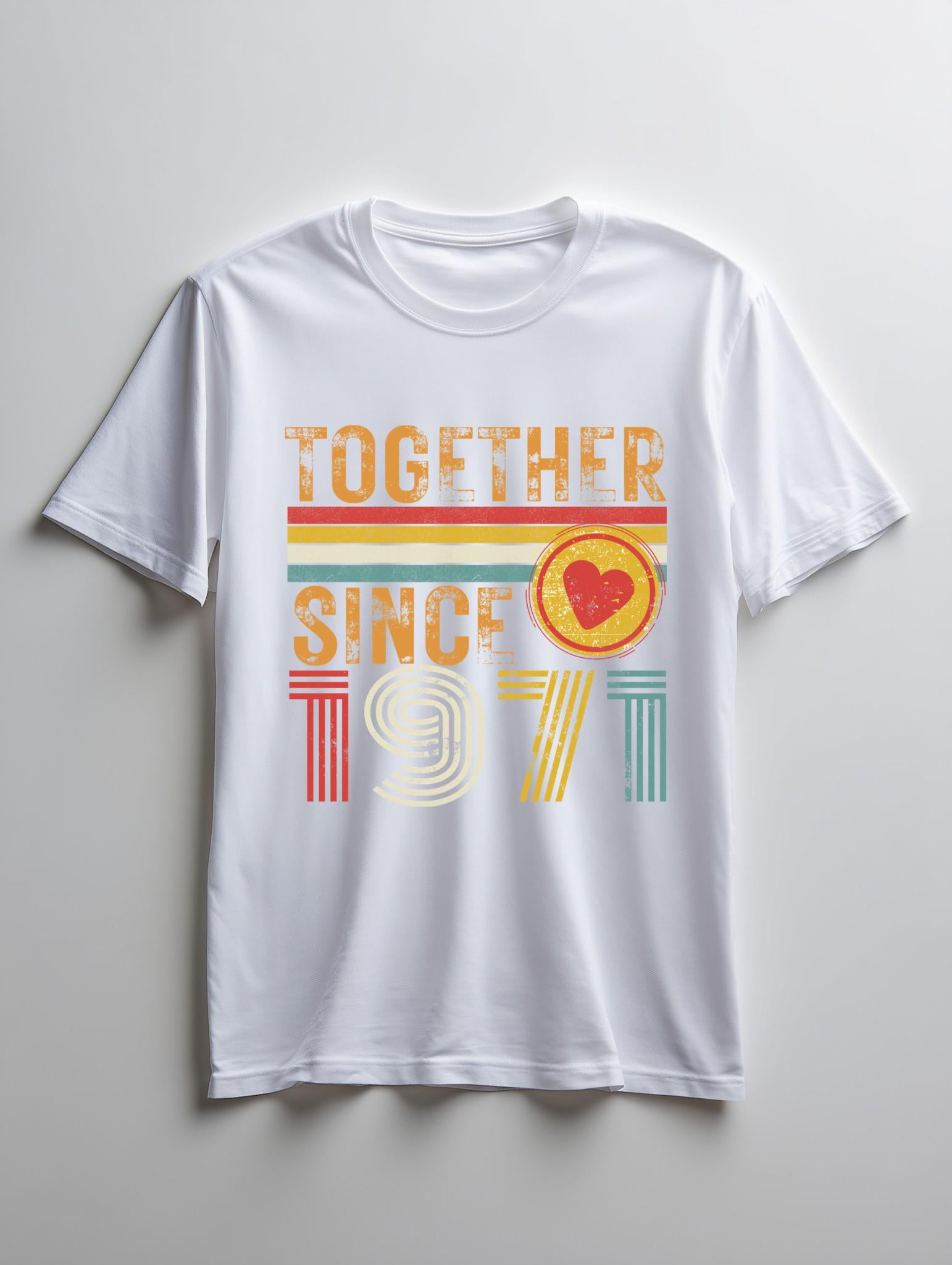 55th Anniversary Matching T-Shirts, Emerald Anniversary Gift, Together Since 1971