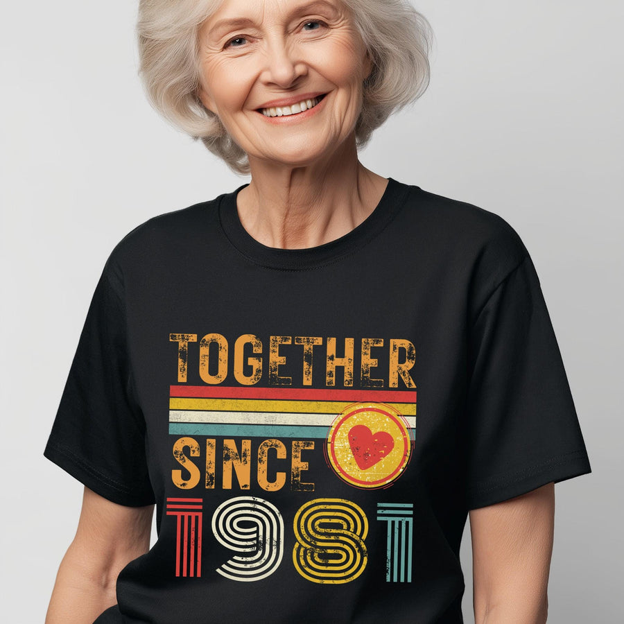 45th Anniversary Matching Couple T-Shirts, Established 1981, Sapphire Anniversary Gift