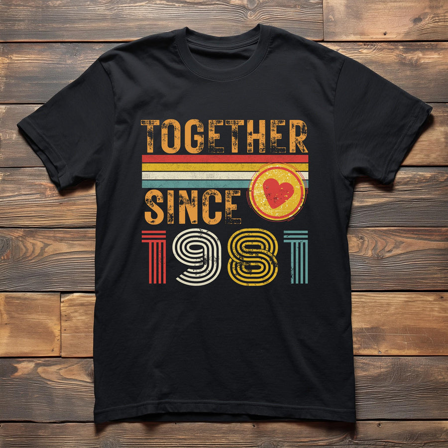45th Anniversary Matching Couple T-Shirts, Established 1981, Sapphire Anniversary Gift