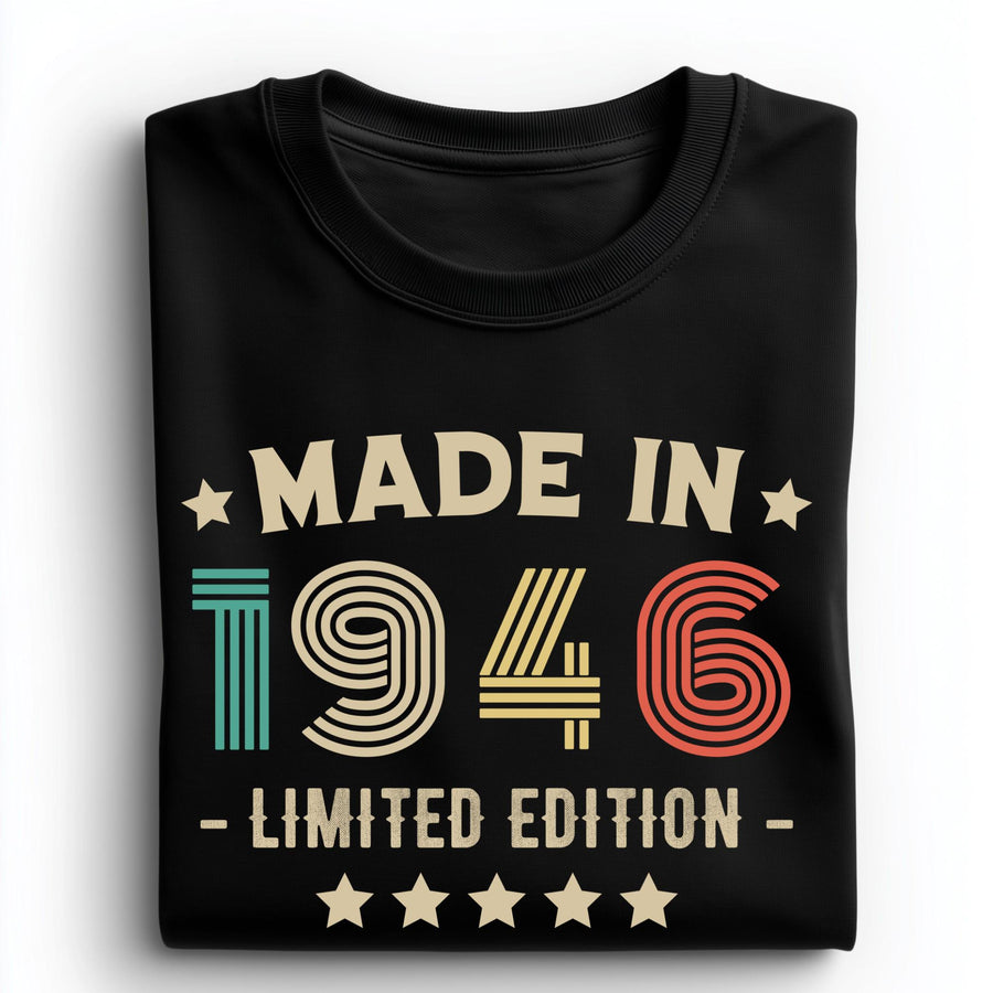1946 80th Birthday T-Shirt | Funny 80th Gifts for Him and Her | Classic Birthday Shirt for Men and Women