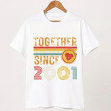 25th Anniversary Couple T-Shirts, Married Since 2001, Silver Anniversary Gift