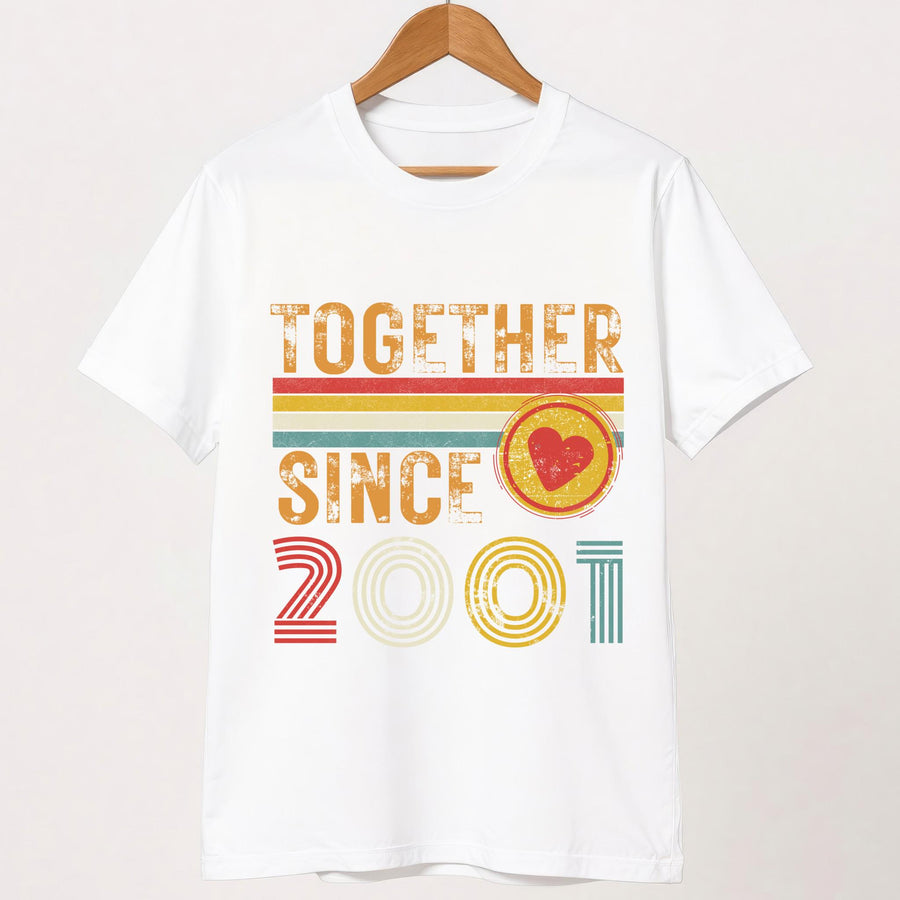 25th Anniversary Couple T-Shirts, Married Since 2001, Silver Anniversary Gift
