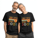 25th Anniversary Couple T-Shirts, Married Since 2001, Silver Anniversary Gift